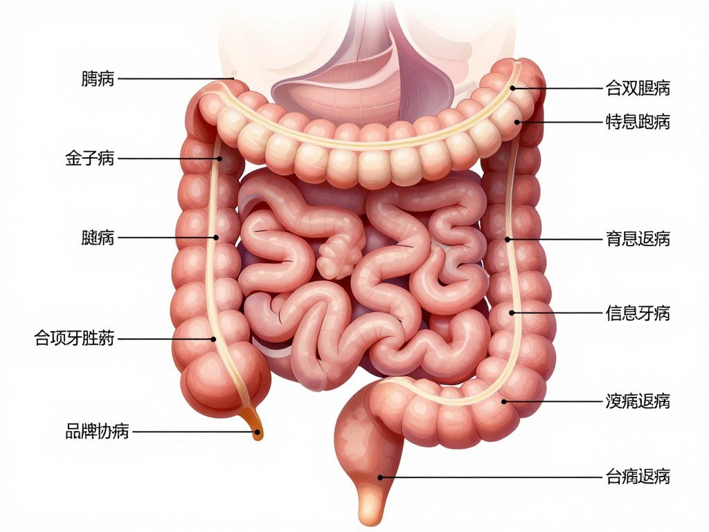 Anatomical diagram showing the human digestive system and colon