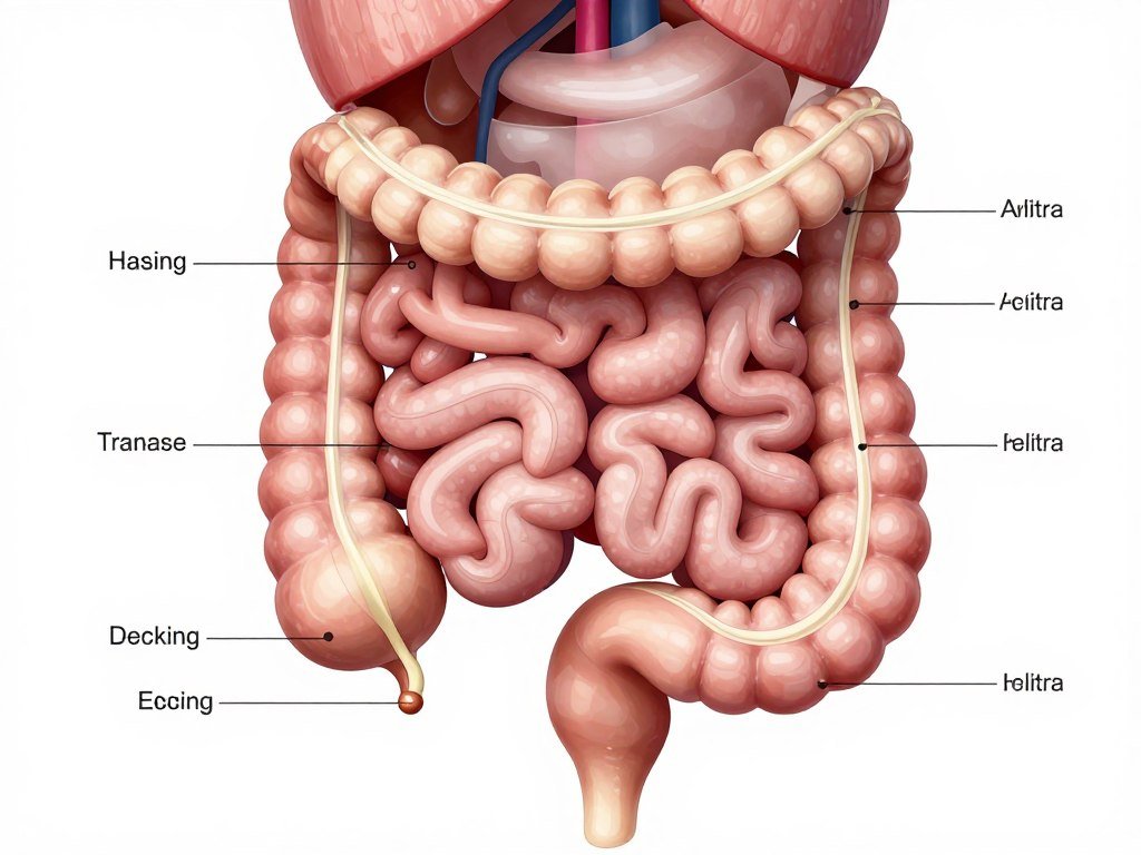 Anatomical diagram showing the large intestine and colon structure