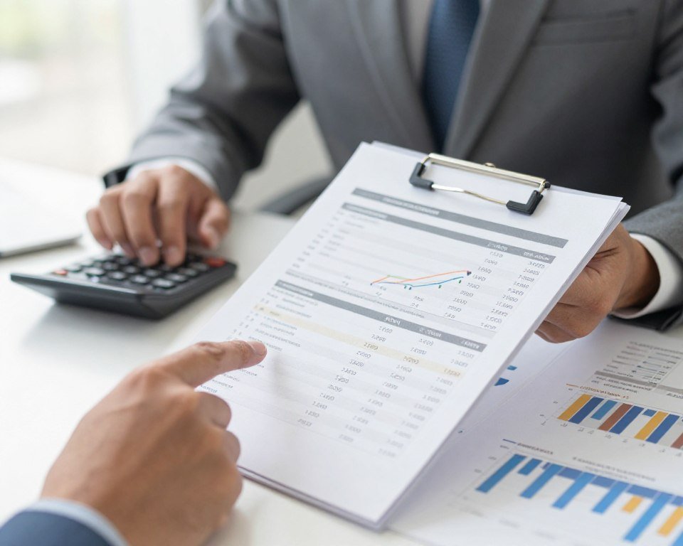 Business person calculating return on investment for medical equipment