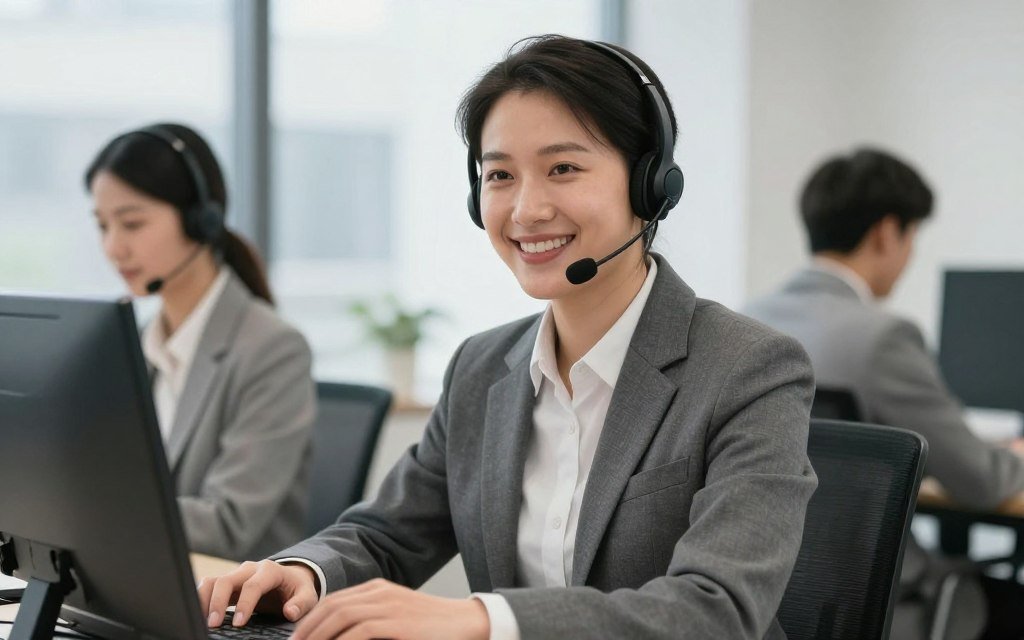 Customer service representative assisting with enquiry