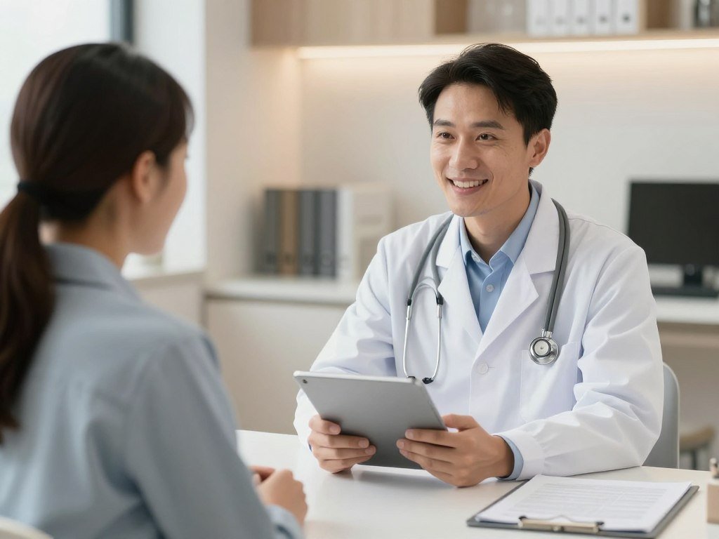 Healthcare professional answering patient questions about parasite treatment
