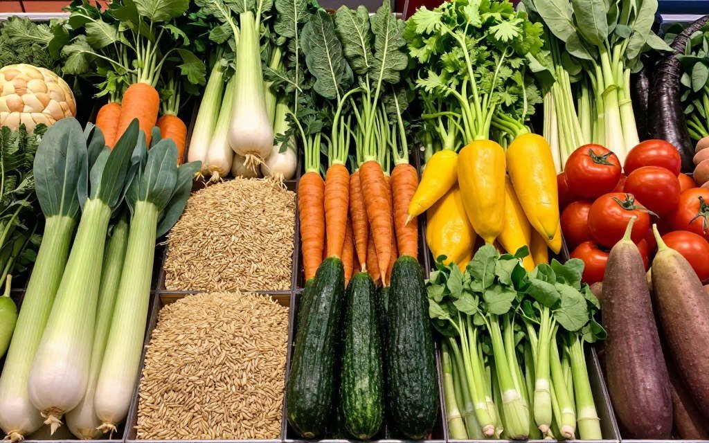 Healthy foods supporting digestive health and wellness