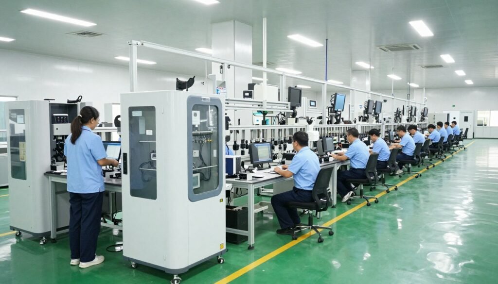 MAIKONG team at manufacturing facility in Shenzhen